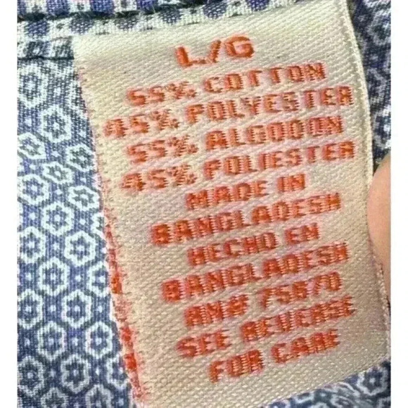 Michael Brandon Mens Button Front Shirt Gray Blue Pin Dot Short Sleeve Pocket L - Picture 2 of 7